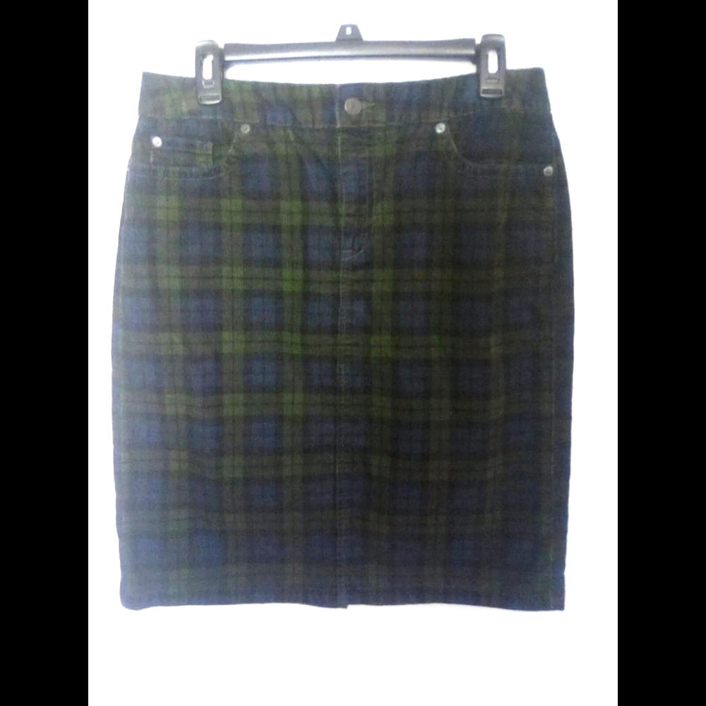 L.L. Bean Plaid Corduroy skirt 8